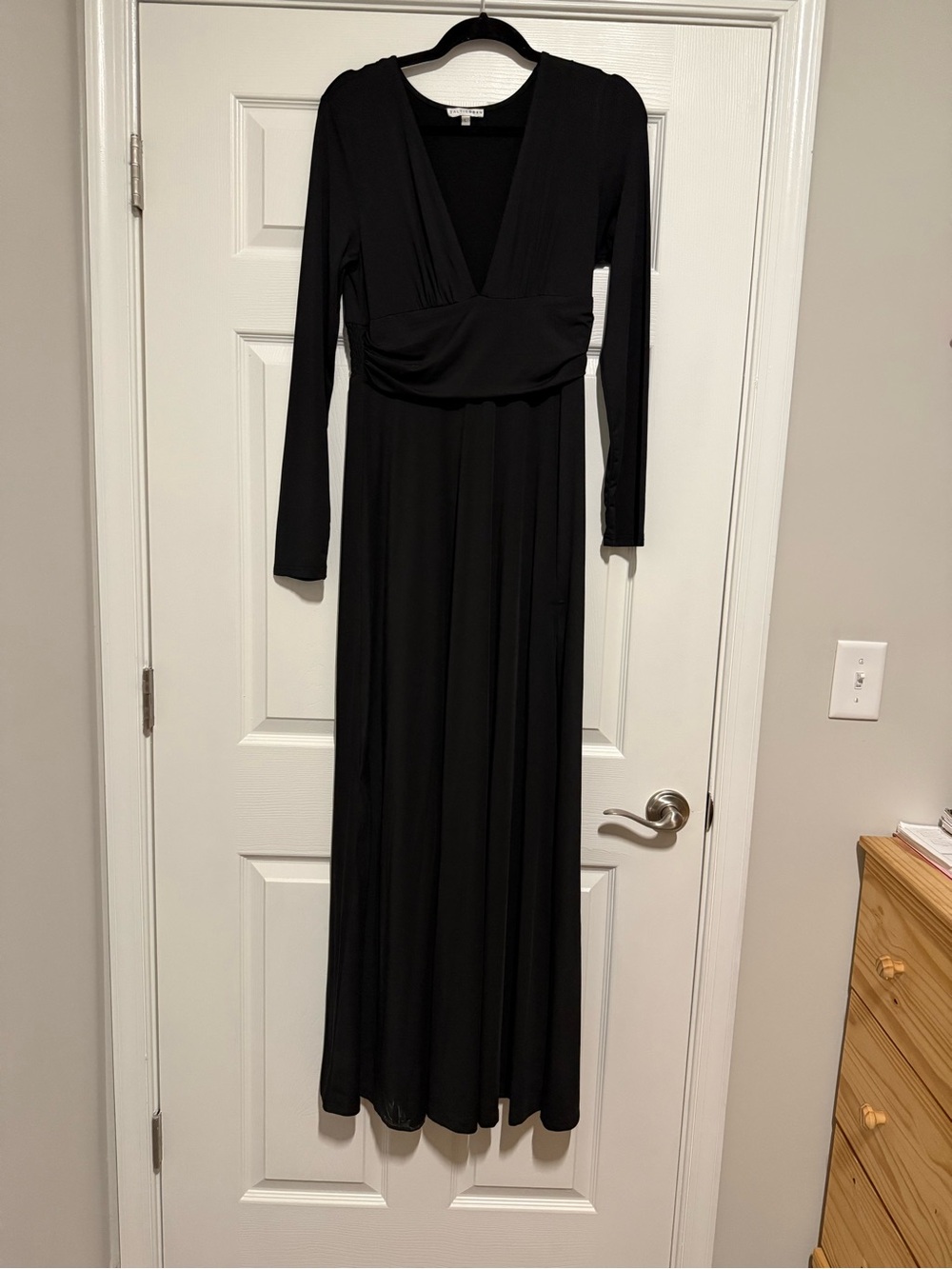 Baltic Born Black Long Sleeve V-Neck Maxi Dress